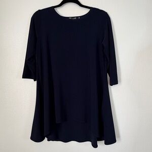 Sympli Tunic Top Size 8 Black 3/4 Sleeves Higher Front Flowy